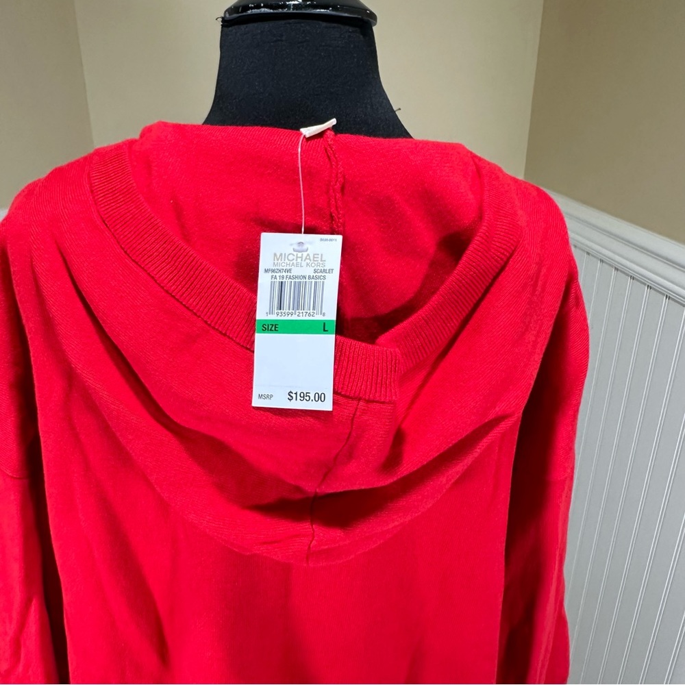 Michael Kors Red sweater dress with hood, size Large - Picture 10 of 16